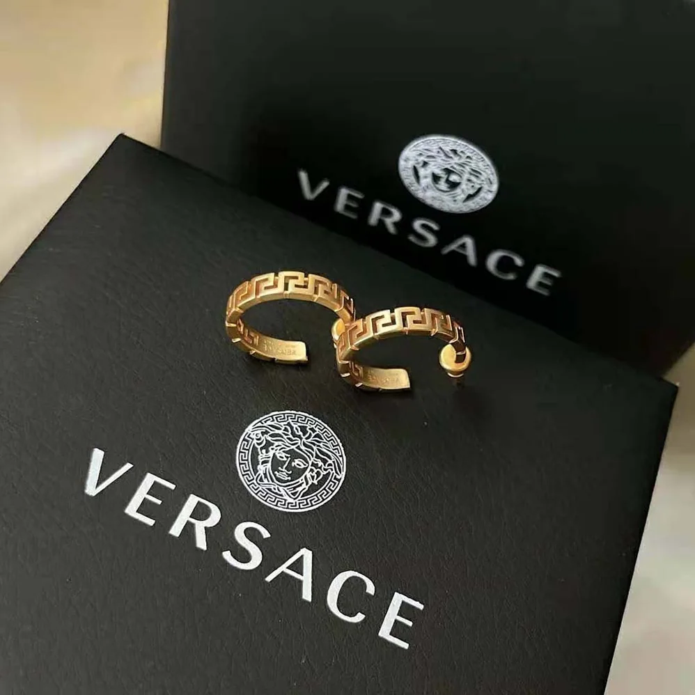 Versace Small Greca Hoop Earrings for Women in Gold