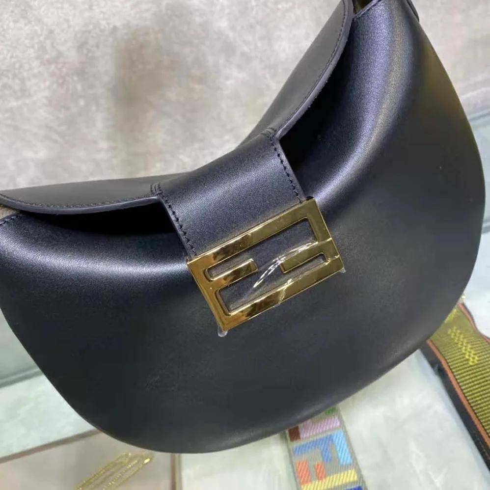 Fendi Small Croissant Black Leather Bag for Women