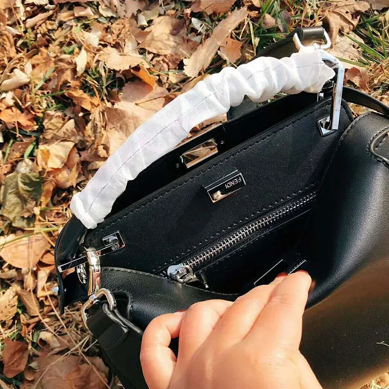 Fendi Peekaboo Essential Black Leather Bag for Women Fendi Peekaboo Essential Black Leather Bag for Women