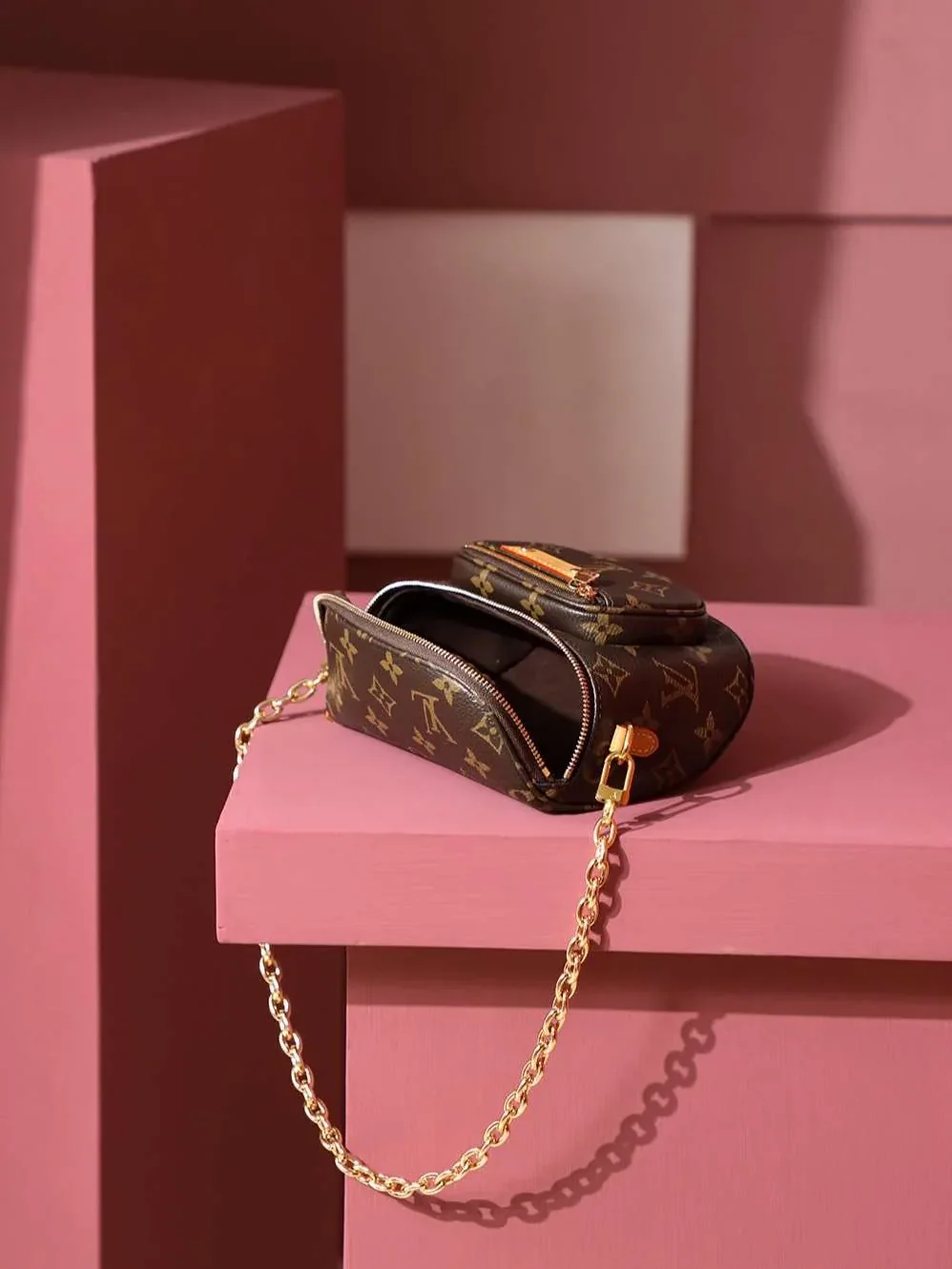 Louis Vuitton Mini Bumbag Shoulder in Brown Gold Hardware Louis Vuitton Mini Bumbag Shoulder in Brown Gold Hardware