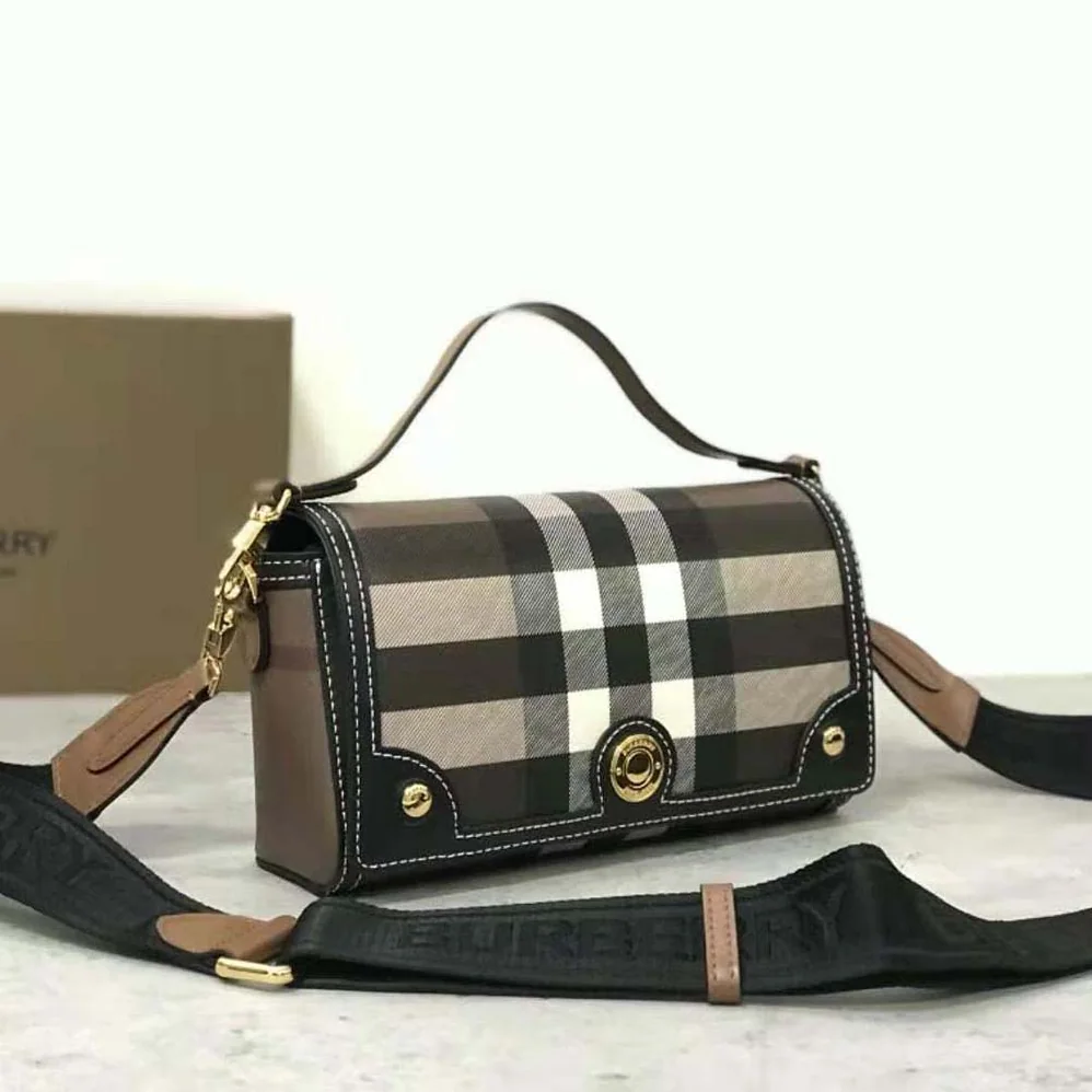 Burberry Top Handle Note Bag with Logo for Women in engraved Studs
