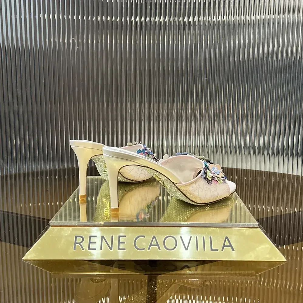 Rene Caovilla Roxanne Nude Slider Sandal 80 for Women