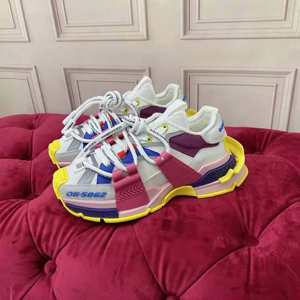 Dolce Gabbana D&G Mixed-Material Space Sneakers for Women in Purple Dolce Gabbana D&G Mixed-Material Space Sneakers for Women in Purple