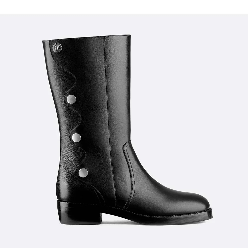 Dior Shoes Diorodeo Calfskin Leather Ankle Boot 35mm Heel Hight for Women in Black