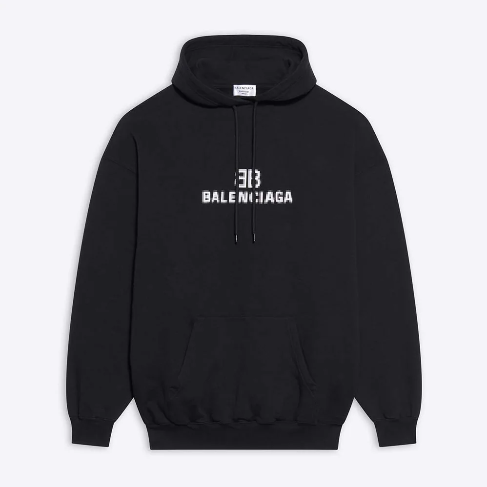 Balenciaga BB Pixel Medium Fit Hoodie in Black for Women Balenciaga BB Pixel Medium Fit Hoodie in Black for Women