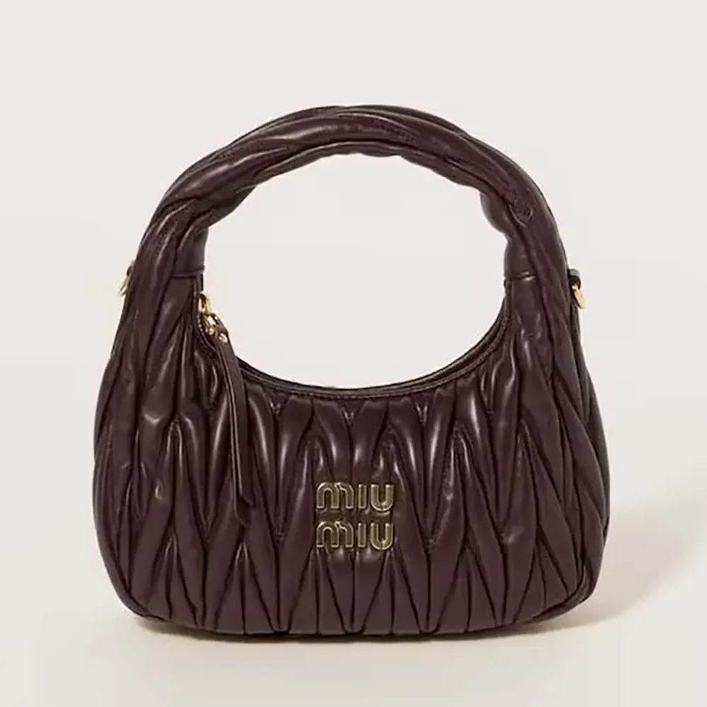 Miu Miu Wander Matelassé Nappa Leather Hobo Bag for Women in Chocolate