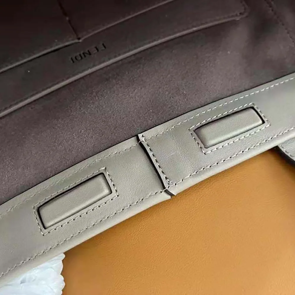 Fendi Origami Medium Dove Gray Leather Bag That Can be Transformed for Women