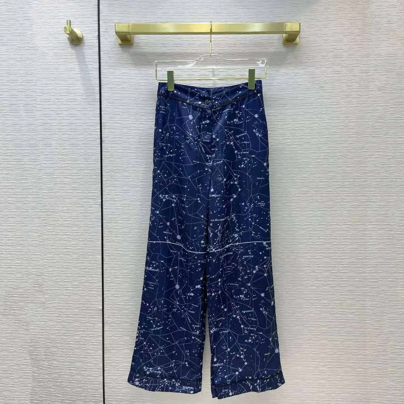 Dior Chez Moi Pants Blue Dior Zodiac Silk Twill for Women