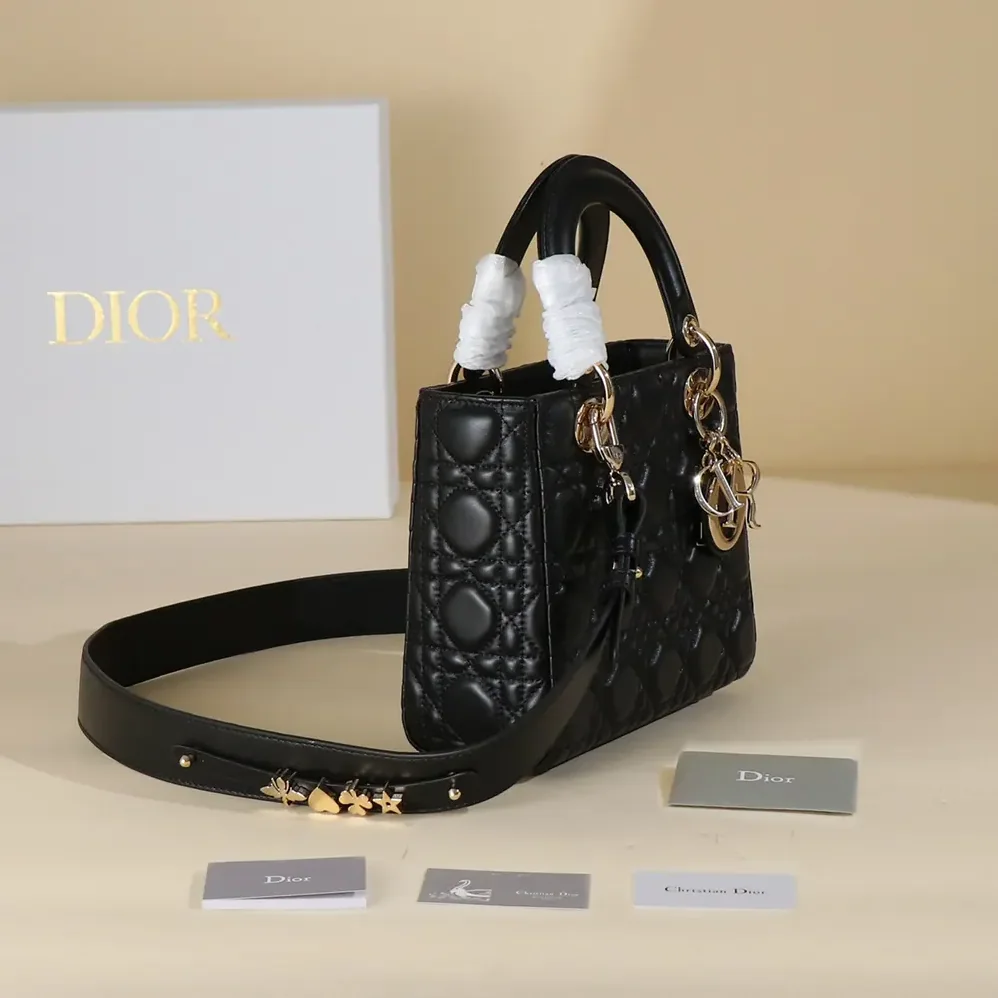 Dior Small Lady Dior My ABCDior Bag Black Cannage Lambskin for Women