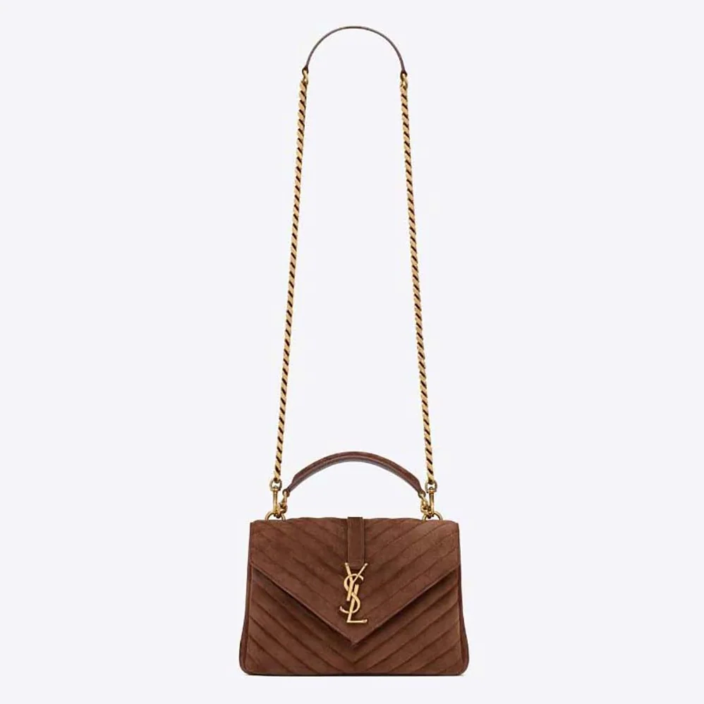 Saint Laurent YSL College Medium in Quilted Suede for Women