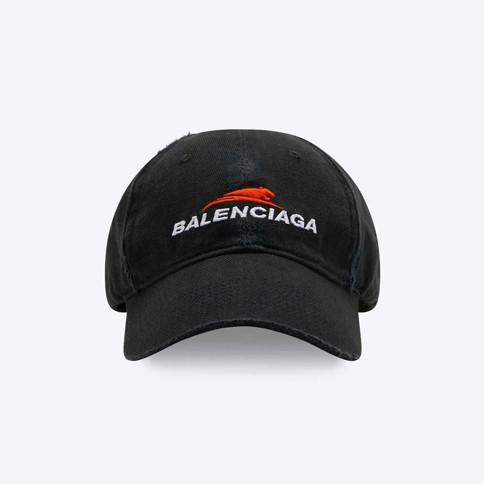 Balenciaga Year Of The Tiger Cap in Black and White Cotton Drill for Women Balenciaga Year Of The Tiger Cap in Black and White Cotton Drill for Women