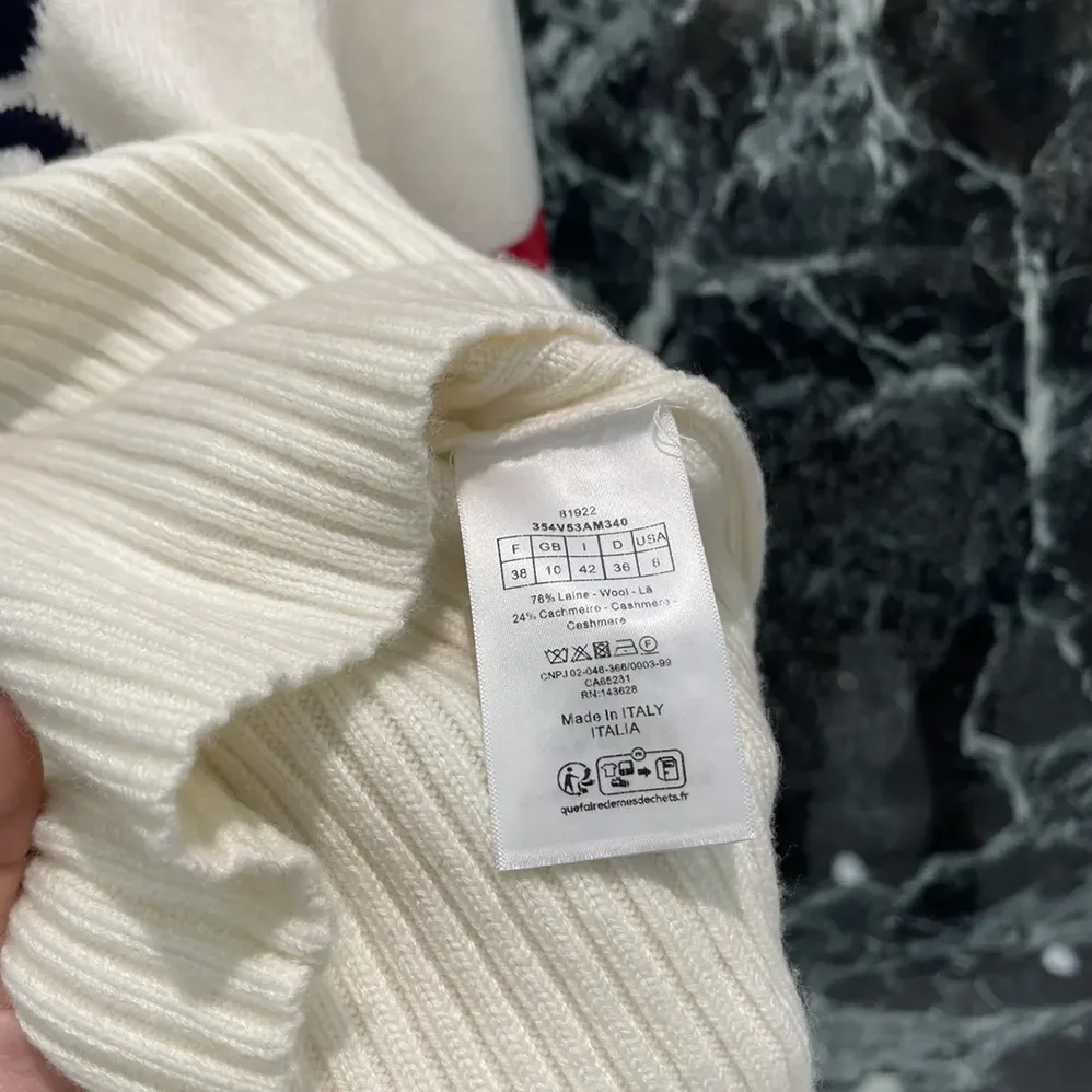 Dior DiorAlps Mock Neck Sweater White Virgin Wool and Cashmere Knit for Women Dior DiorAlps Mock Neck Sweater White Virgin Wool and Cashmere Knit for Women