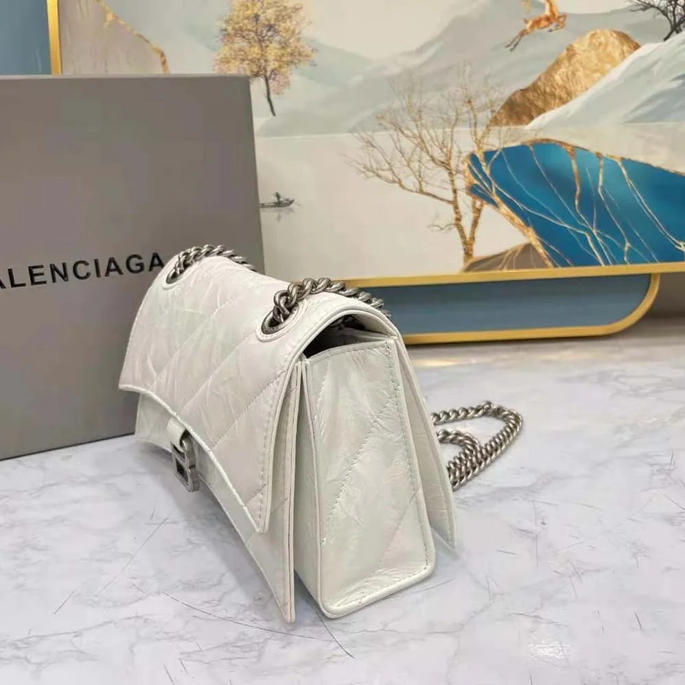 Balenciaga Crush Small Chain Bag Quilted in Optic White for Women Balenciaga Crush Small Chain Bag Quilted in Optic White for Women