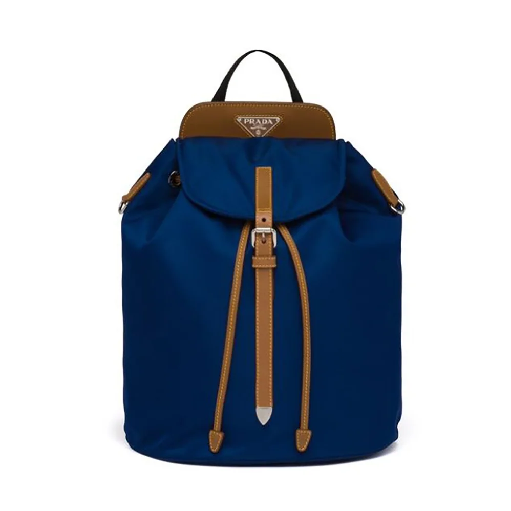 Prada Nylon and Saffiano Leather Backpack for Women in Blue