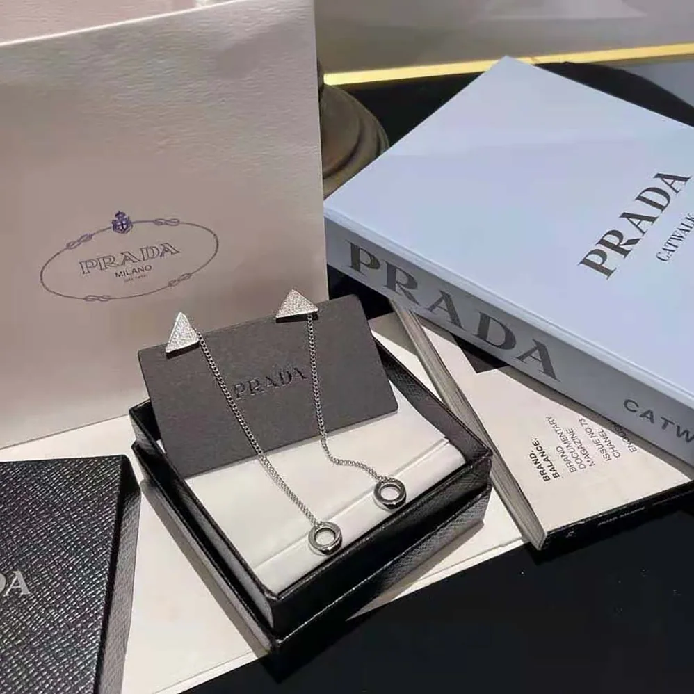 Prada Crystal Logo Jewels AirPods Pendant Earrings for Women Prada Crystal Logo Jewels AirPods Pendant Earrings for Women