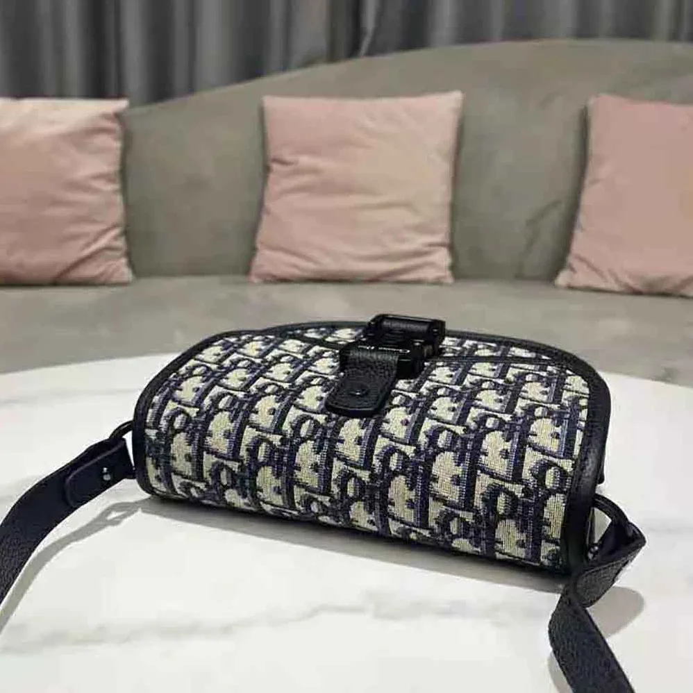 Dior Gallop Messenger Bag Beige and Black Dior Oblique Jacquard and Black Grained Calfskin for Men