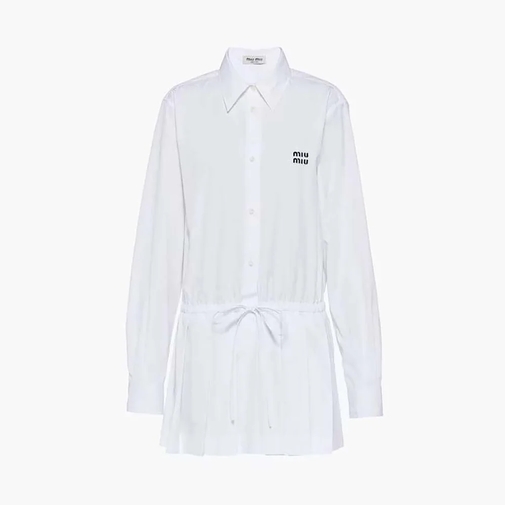 Miu Miu Poplin Mini for Women in Dress with Embroidered Logo Miu Miu Poplin Mini for Women in Dress with Embroidered Logo