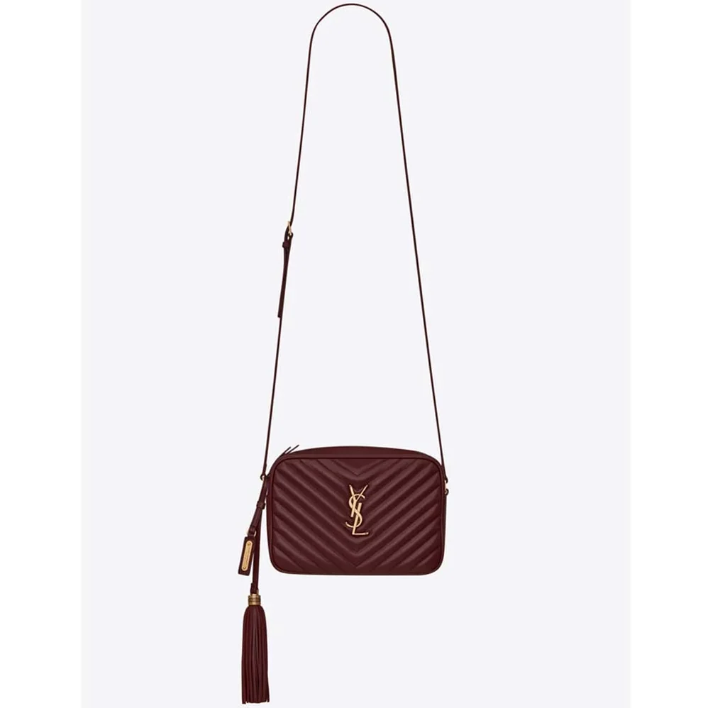 Saint Laurent YSL Lou Camera Bag Matelasse Leather for Women in Maroon