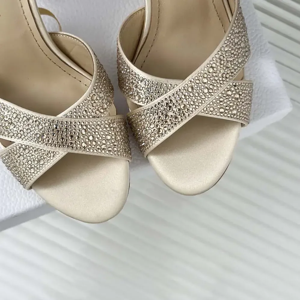 Dior Dior Tribales Heeled Slide Beige Suede Calfskin and Gold for Women in Tone Strass Dior Dior Tribales Heeled Slide Beige Suede Calfskin and Gold for Women in Tone Strass