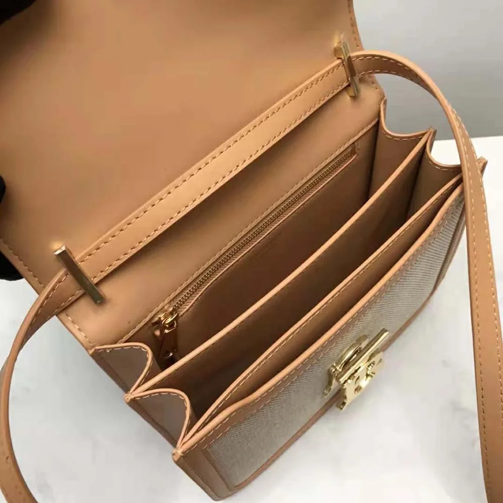 Burberry Small Two-tone Canvas and Leather TB Bag for Women in Yellow Burberry Small Two-tone Canvas and Leather TB Bag for Women in Yellow