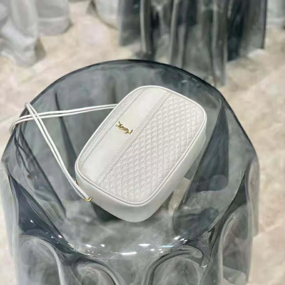 Saint Laurent YSL Victoire Camera Bag in Quilted Lambskin for Women in White Saint Laurent YSL Victoire Camera Bag in Quilted Lambskin for Women in White