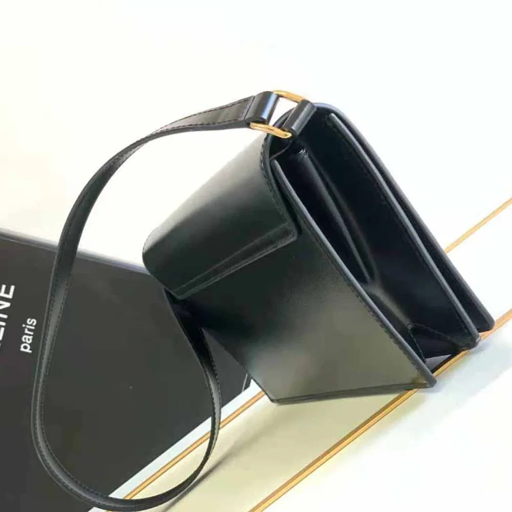 Celine Trapeze Triomphe Bag in Shiny Calfskin for Women in Black Celine Trapeze Triomphe Bag in Shiny Calfskin for Women in Black