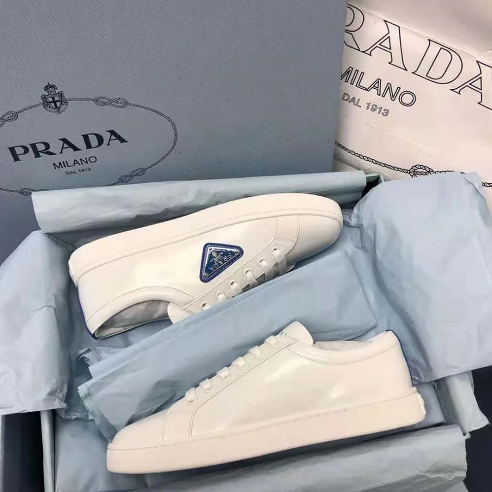 Prada Brushed Leather Sneakers for Men in Blue Prada Brushed Leather Sneakers for Men in Blue