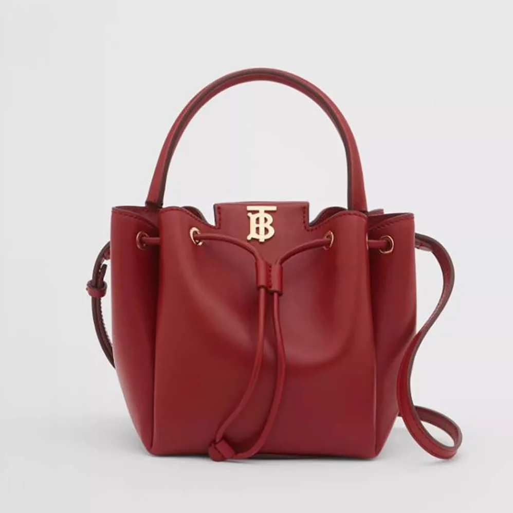 Burberry Monogram Motif Leather Bucket Bag for Women in Red