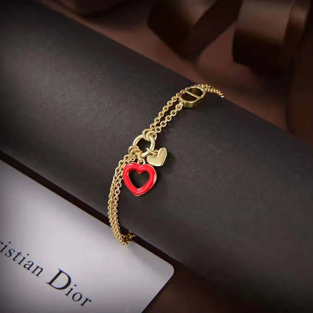 Dior Dioramour Bracelet Gold-Finish Metal and Red Lacquer for Women