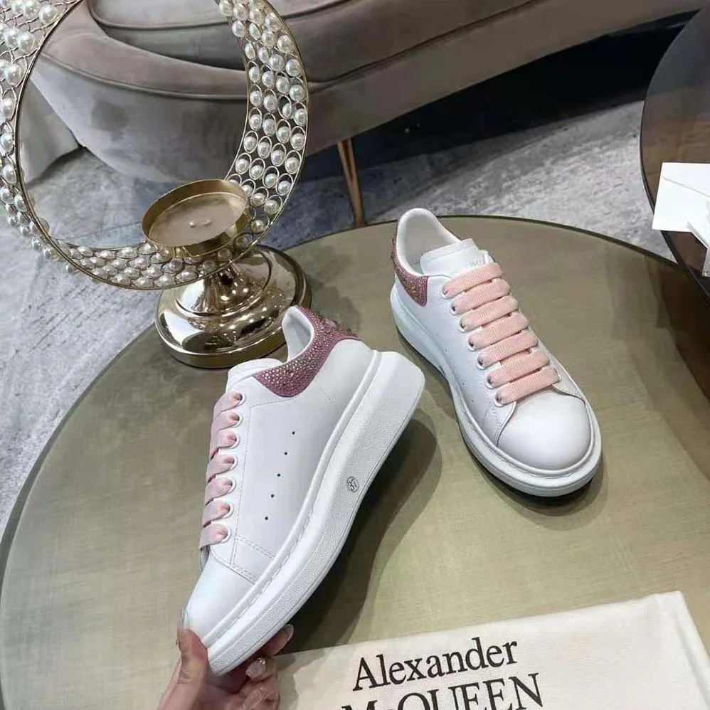 Alexander Mcqueen Oversized Sneaker in Calf Leather for Women in Pink Alexander Mcqueen Oversized Sneaker in Calf Leather for Women in Pink
