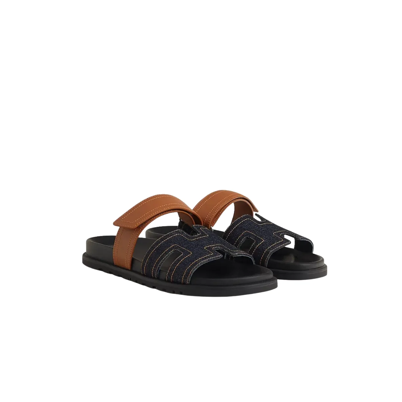 Hermes Chypre Sandals Blue Brut in Natural Hermes Chypre Sandals Blue Brut in Natural