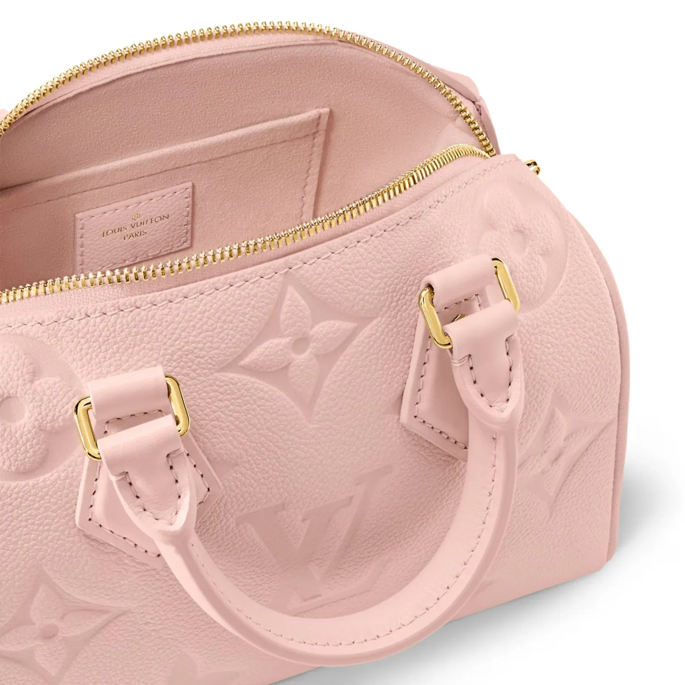 Louis Vuitton Speedy Bandouliere 20 Top Handle Bag in Opal Pink Gold Hardware