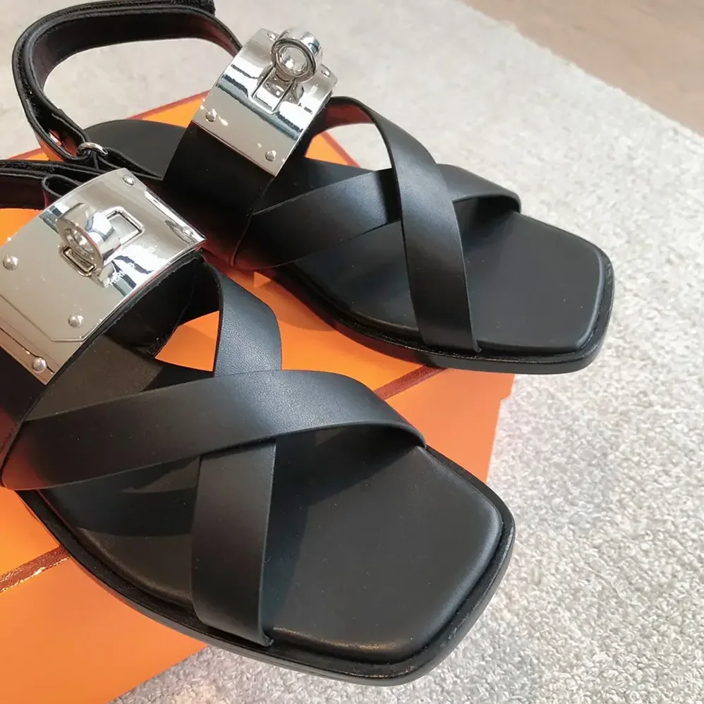 Hermes Ines Sandal-Black H241155Z for Women