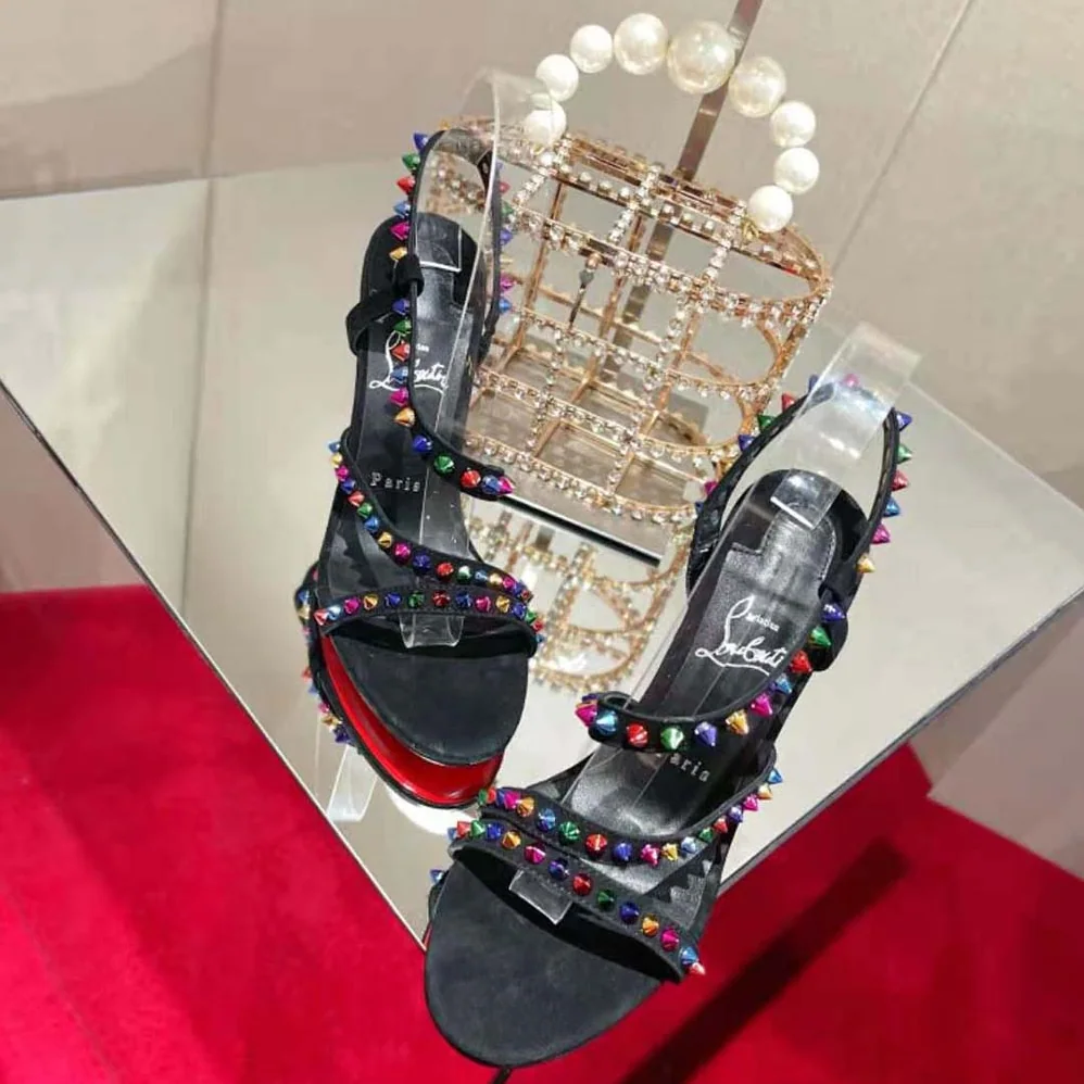 Christian Louboutin Spikita Strap 100 mm Heel Height for Women in Black Christian Louboutin Spikita Strap 100 mm Heel Height for Women in Black