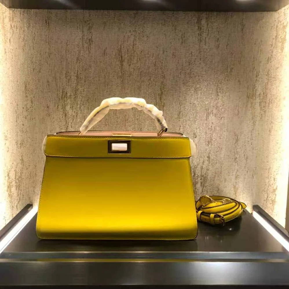 Fendi Peekaboo Iseeu East-West Leather Bag for Women in Yellow Fendi Peekaboo Iseeu East-West Leather Bag for Women in Yellow