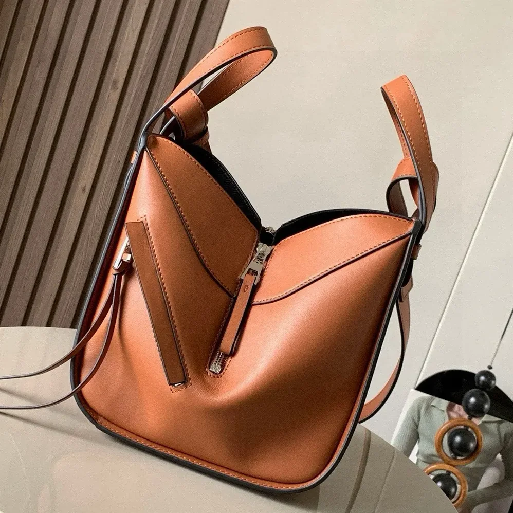 Loewe Compact Hammock Bag in in Classic Calfskin for Unisex in Tan Loewe Compact Hammock Bag in in Classic Calfskin for Unisex in Tan
