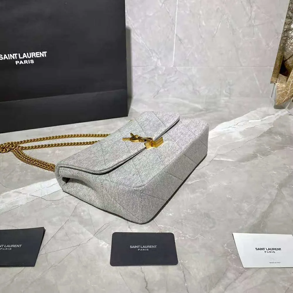 Saint Laurent YSL Jamie Medium Carre Rive Gauche in Jersey for Women in Silver