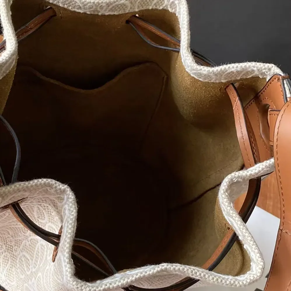 Loewe Small Balloon Bag in Anagram Linen and Calfskin for Women