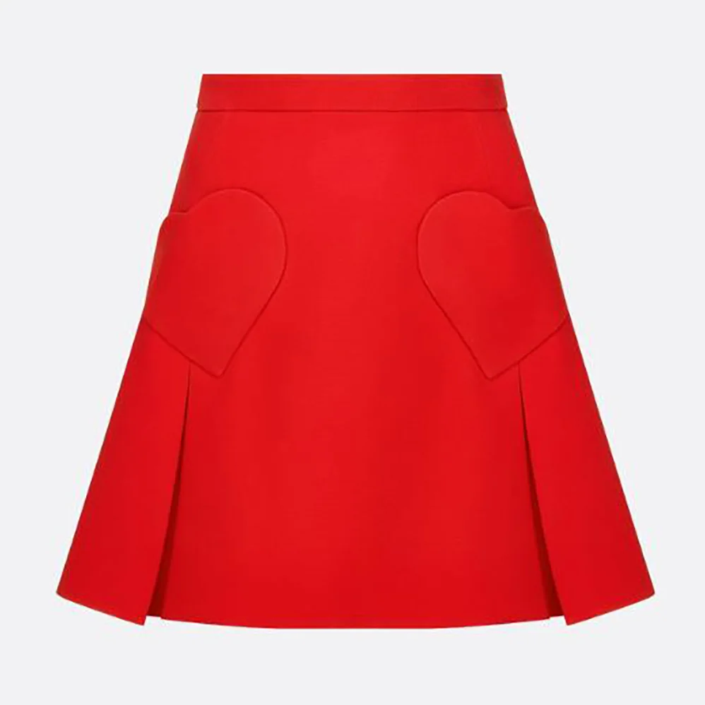 Dior Dioramour Miniskirt with Heart-Shaped Pockets Red Wool and Silk for Women Dior Dioramour Miniskirt with Heart-Shaped Pockets Red Wool and Silk for Women