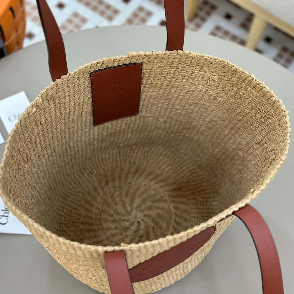 Chloe Large Horse Medal basket bag in Natural Fibers for Women in Brown Chloe Large Horse Medal basket bag in Natural Fibers for Women in Brown