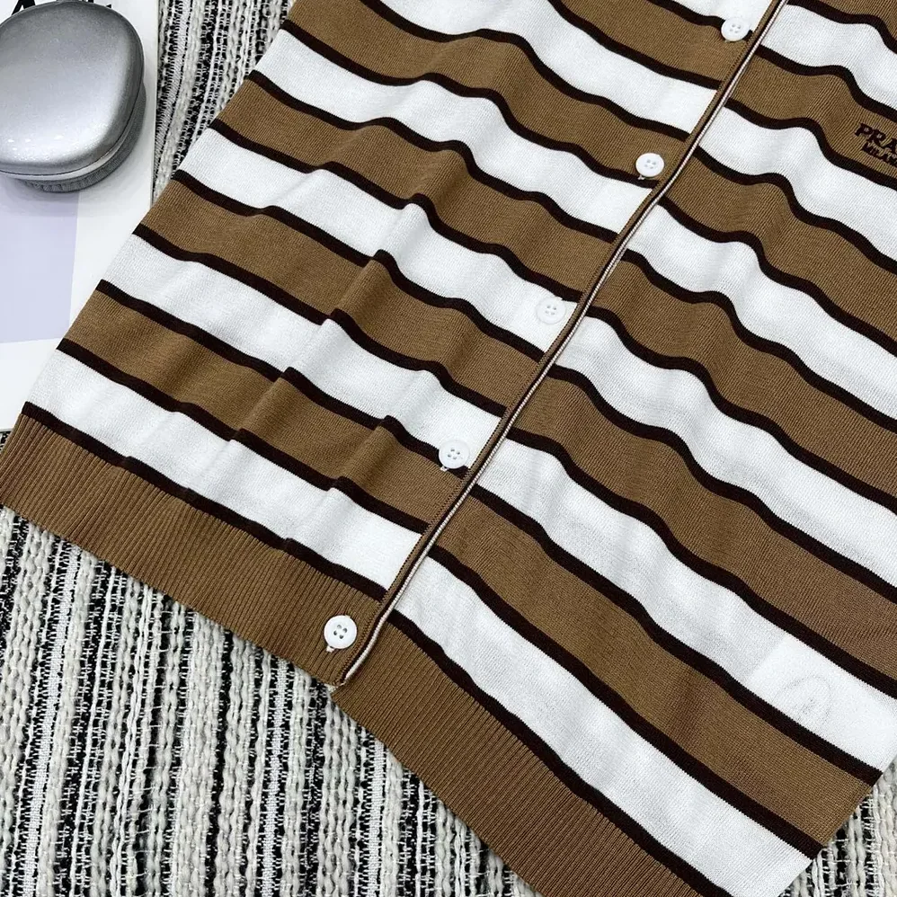 Prada Short for Women in sleeved Striped Cotton Cardigan Prada Short for Women in sleeved Striped Cotton Cardigan