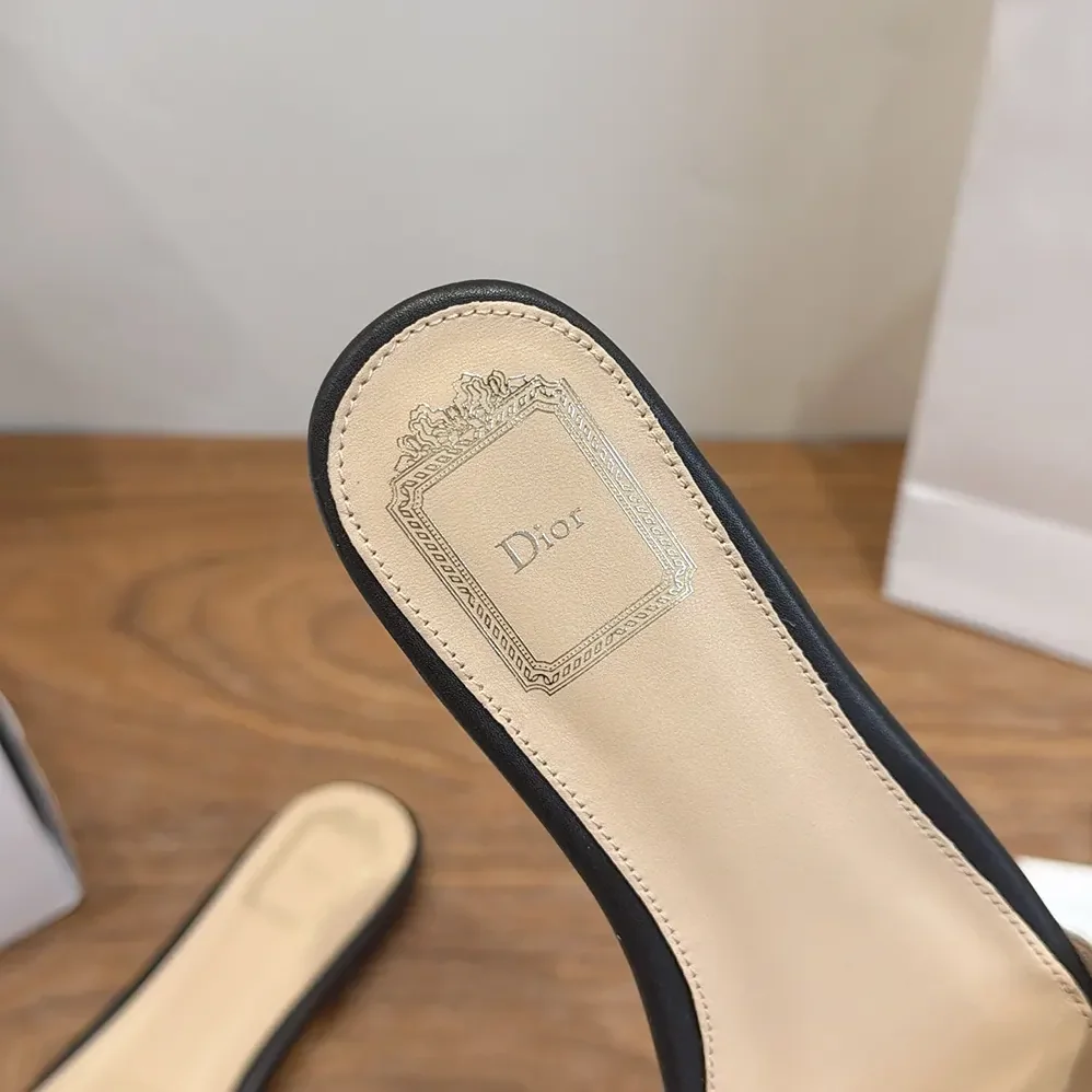 Dior J'Adior Slide Black Embroidered Cotton for Women
