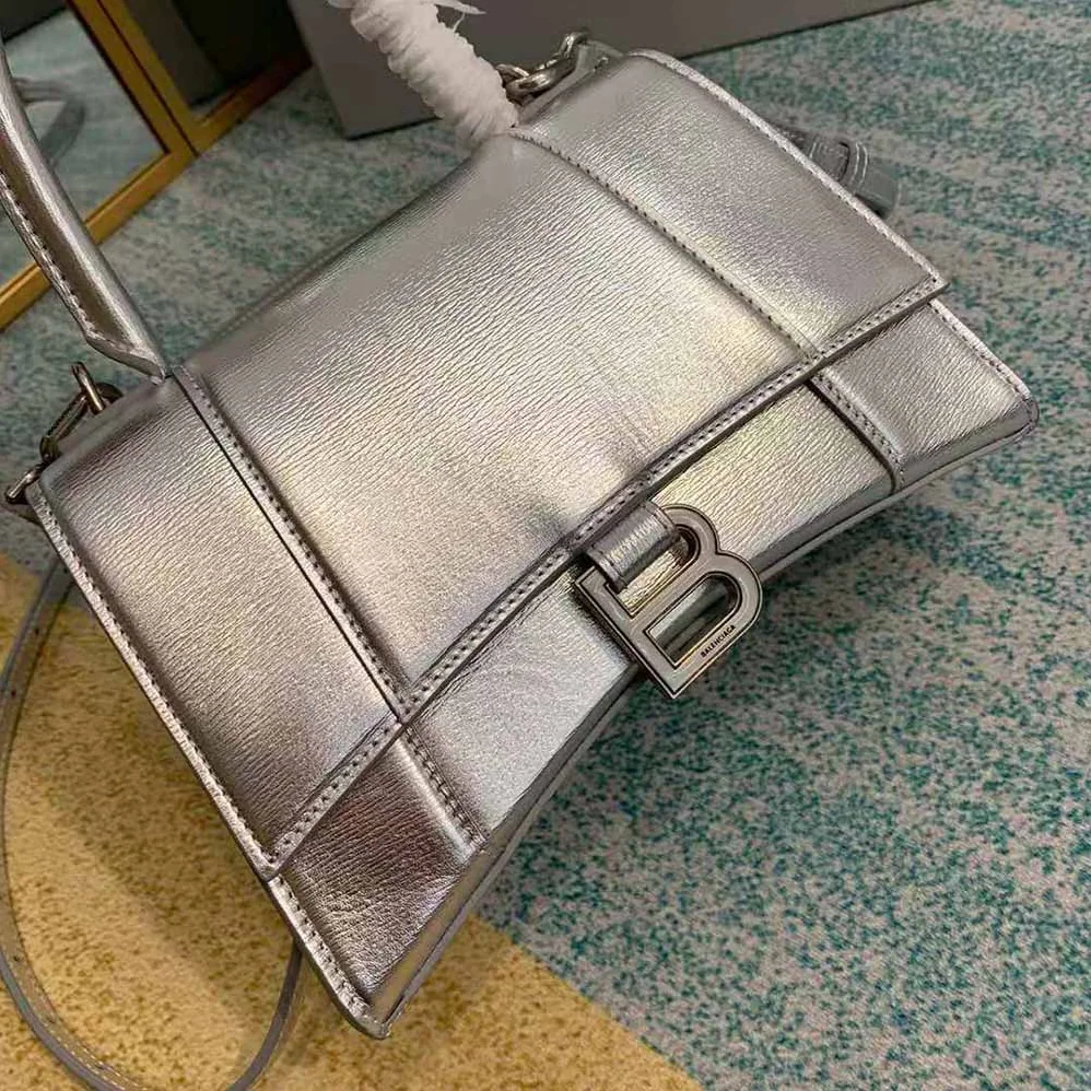 Balenciaga Hourglass XS Top Handle Bag for Women in Silver Balenciaga Hourglass XS Top Handle Bag for Women in Silver