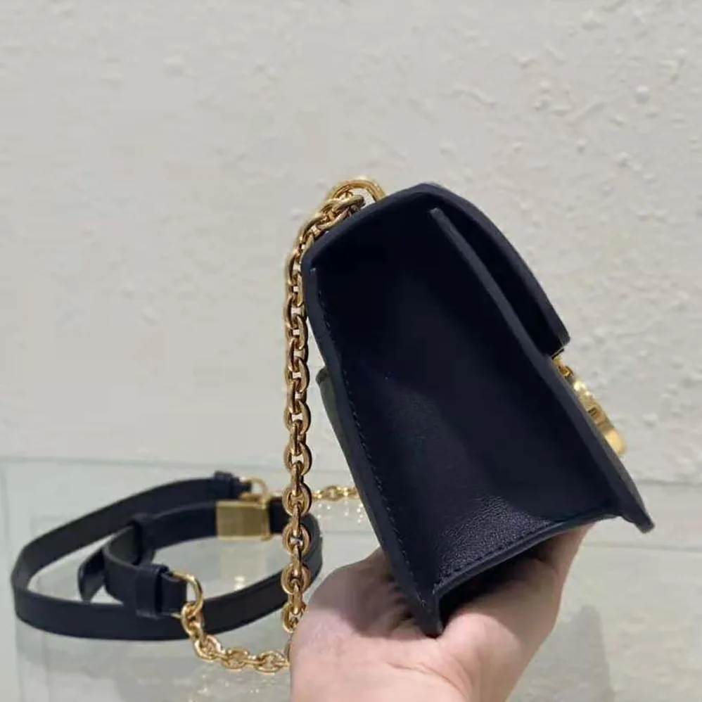 Dior 30 Montaigne East-West Bag with Chain Black Calfskin for Women