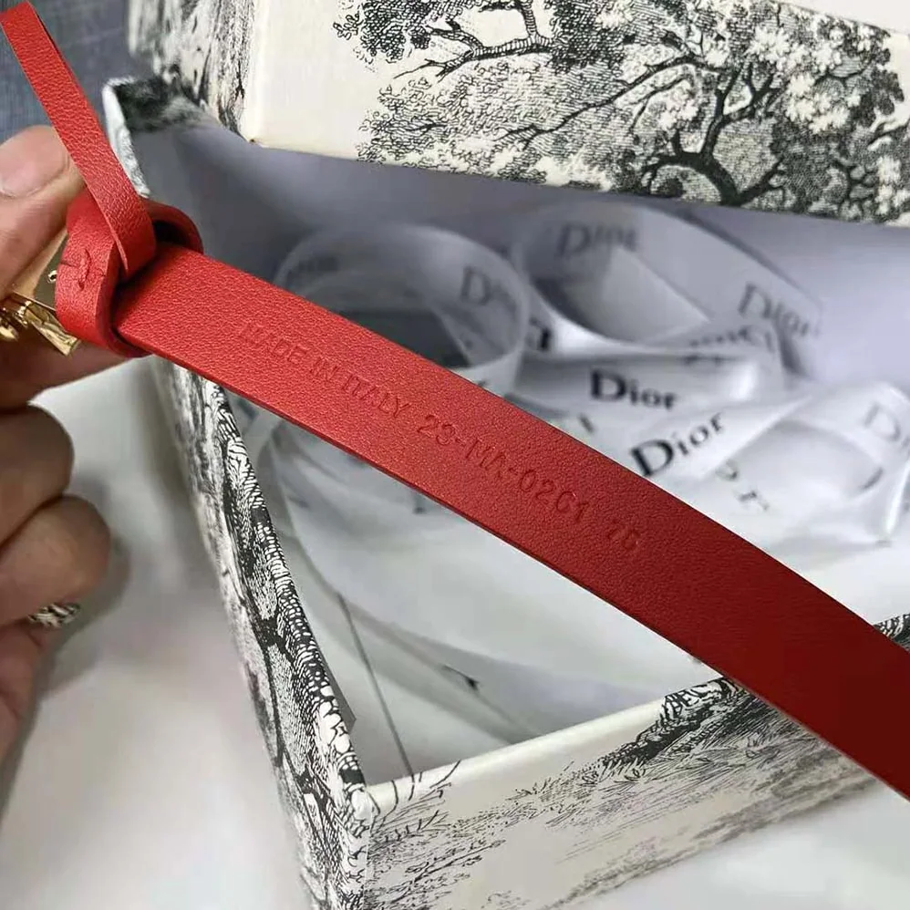 Dior Diorpolytechnique Belt Bright Red Smooth Calfskin 17 MM for Women