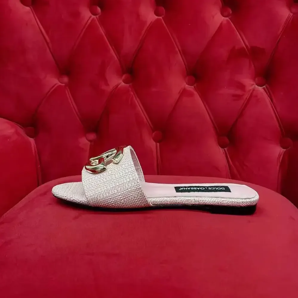 Dolce Gabbana D&G Raffia Sliders for Women in Pink