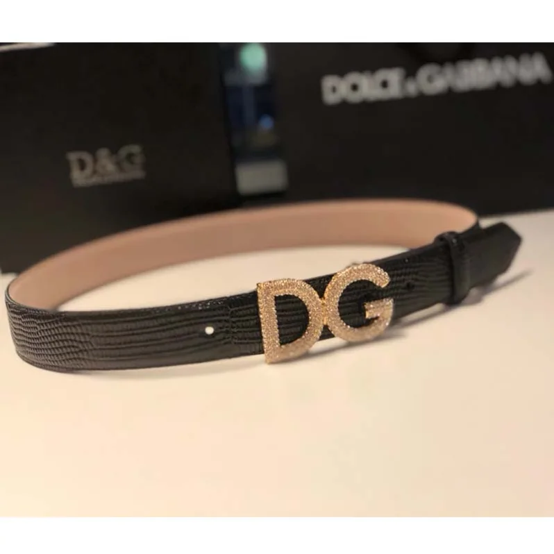 Dolce Gabbana D&G Belt in Iguana Print Calfskin for Women Dolce Gabbana D&G Belt in Iguana Print Calfskin for Women
