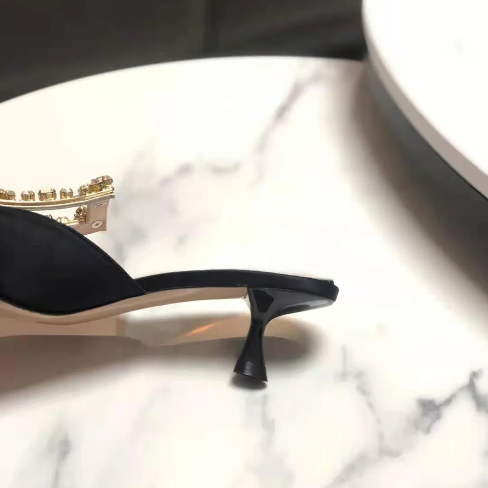 Roger Vivier Broche Vivier Buckle Mules in Satin 4.5 cm Heel for Women in Black