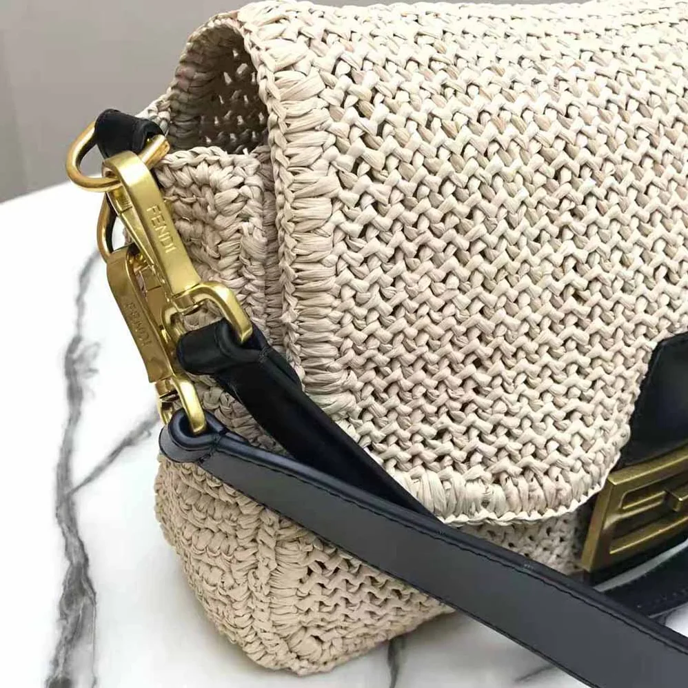 Fendi Baguette Large Natural Straw Bag for Women Fendi Baguette Large Natural Straw Bag for Women