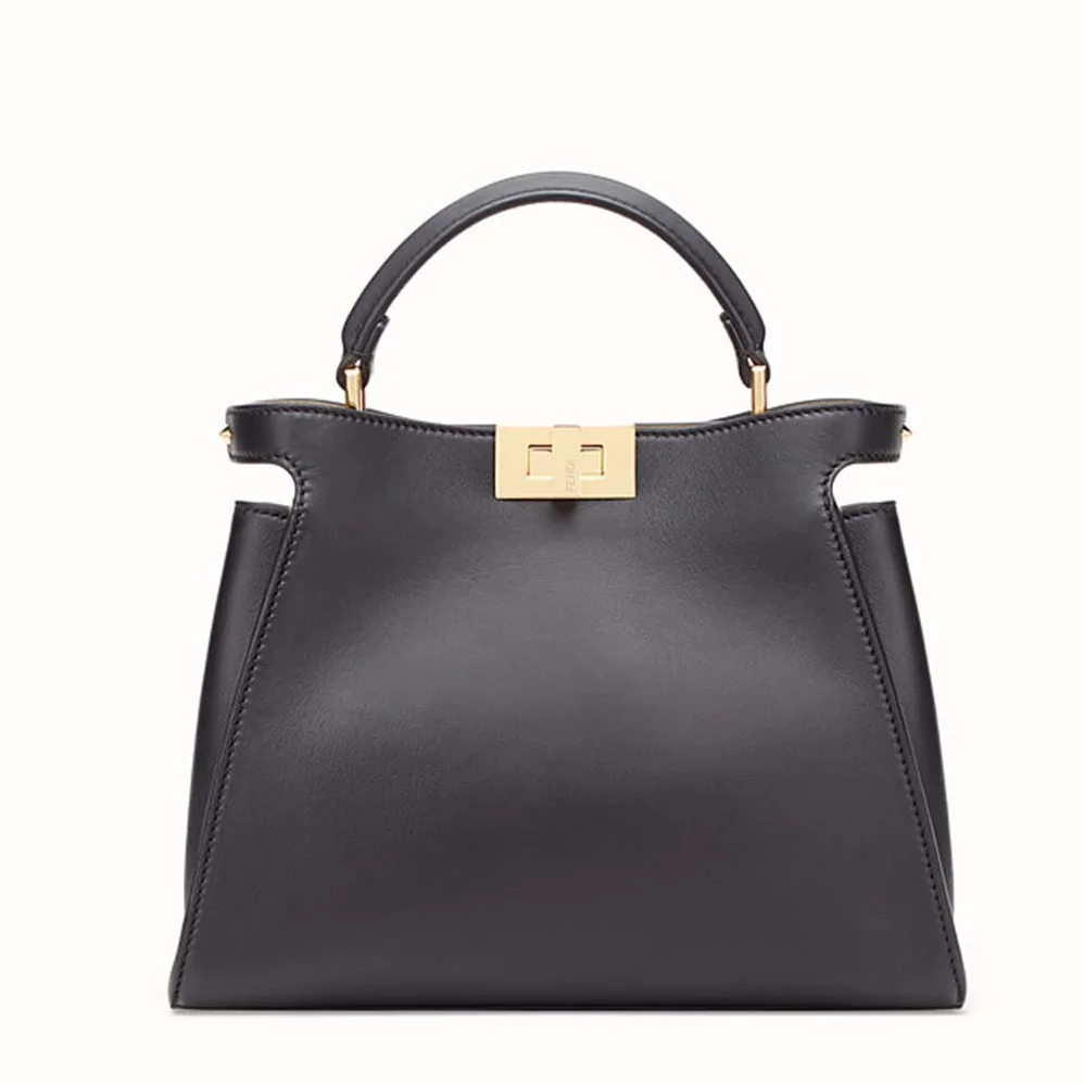 Fendi Peekaboo Essentially Bag in Calfskin Leather for Women in Black